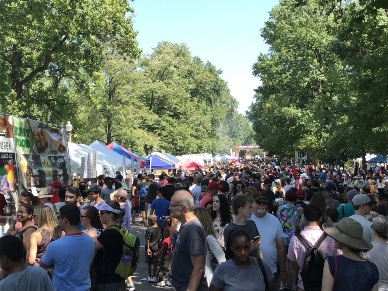 Crowds enjoy the day in Tower Grove Park at Festival of Nations. Photo by Hannah Esker.