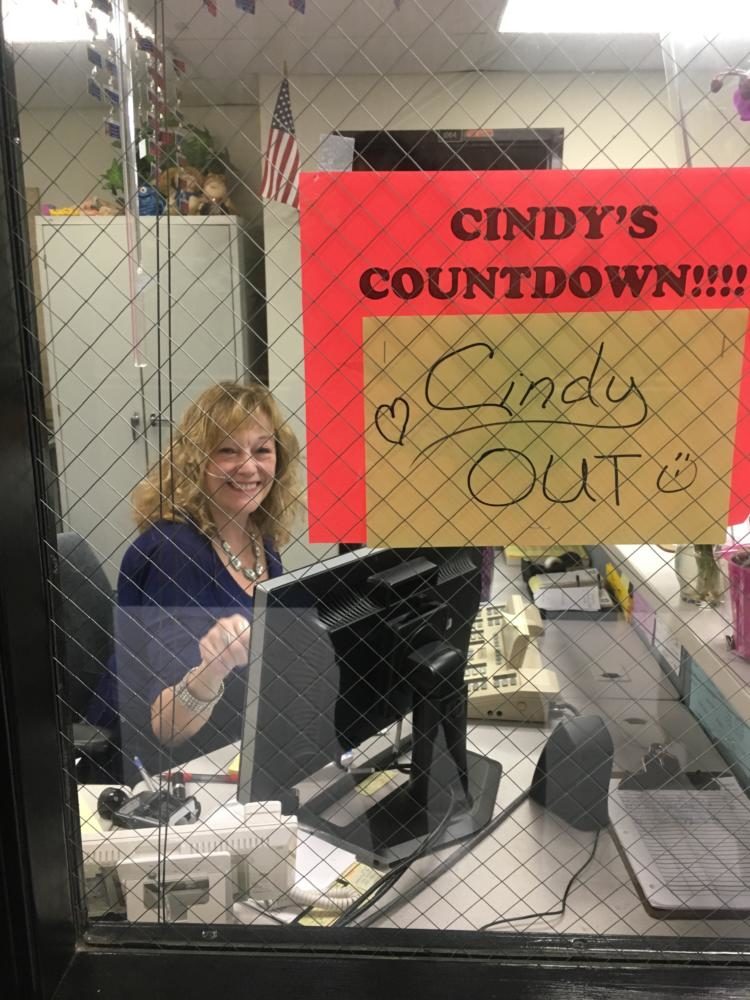 Cindy is hard at work on her last day at South.