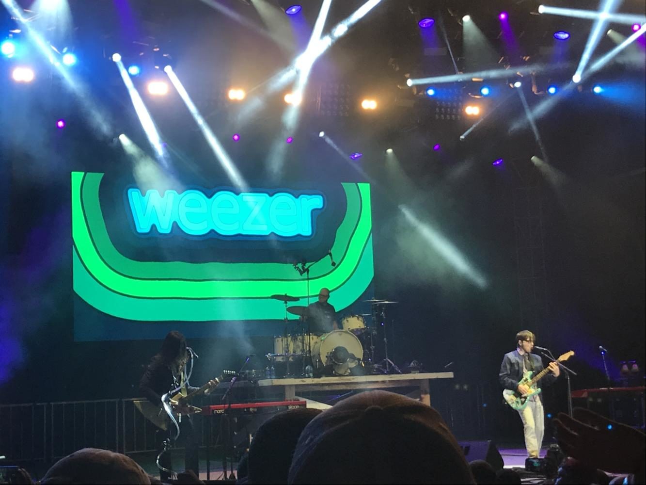The band Weezer rocks out in Forest Park at LouFest. Photo by Hannah Esker.