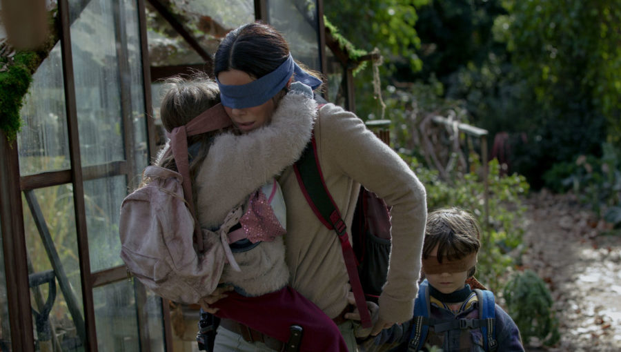 Malorie, played by Sandra Bullock, journeys with her kids to safety in the Netflix orginal movie, Bird Box.