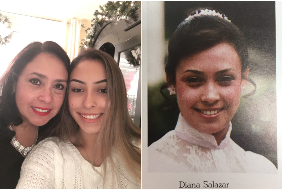 (Left) Senior Diana Ramos with her mom, Diana Salazar. (Right) Diana Salazars 1983 South High senior photo.