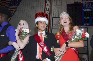 Seniors Jeffrey Ying and Samantha VanEssendelft are crowned King and Queen of Homecoming.