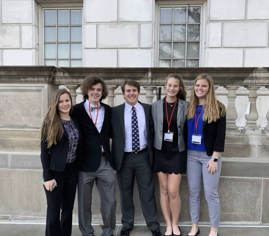 Jordyn Hadrill, Ben Wright, RJ Morrison, Abby Sprick, Anna Sawyer take a picture at last years conference in Jefferson City.