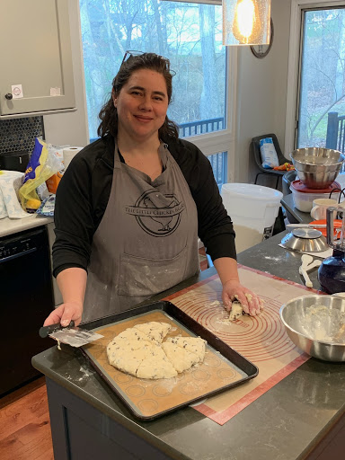 South High parent Ellen Ewing bakes her famous chocolate scones for her online bakery.