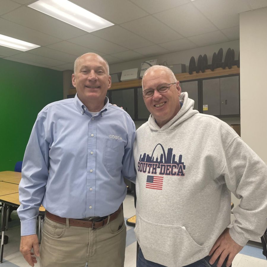Business teachers Robb Bock and Greg Schuermeyer are retiring at the end of this year. Photo by Keira Reilly.