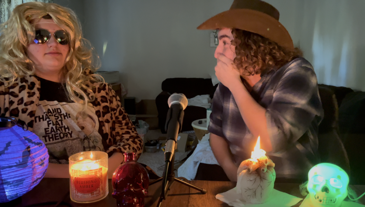 Juniors Tanner Roath and Jack Caratenuto dress up in Halloween costumes to record their Halloween edition of their podcast, "Personality Hires."