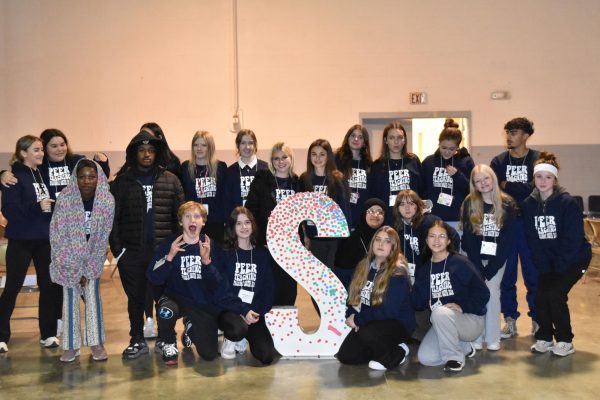 South High's Peer Teaching participants pose for a picture at the retreat.