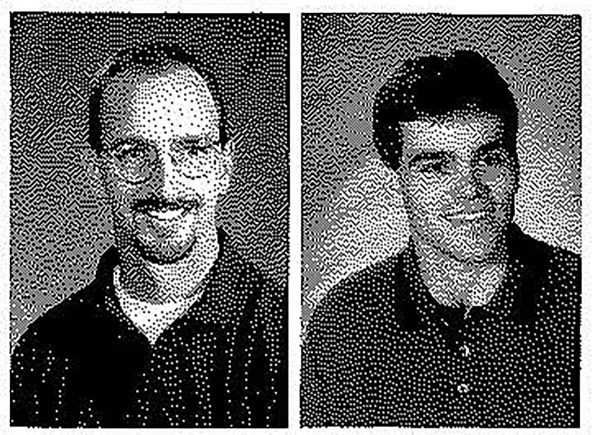 Social studies teacher Joe Rosewell (left) and P.E. teacher Dave McFarland (right) as pictured in the 1997 yearbook.