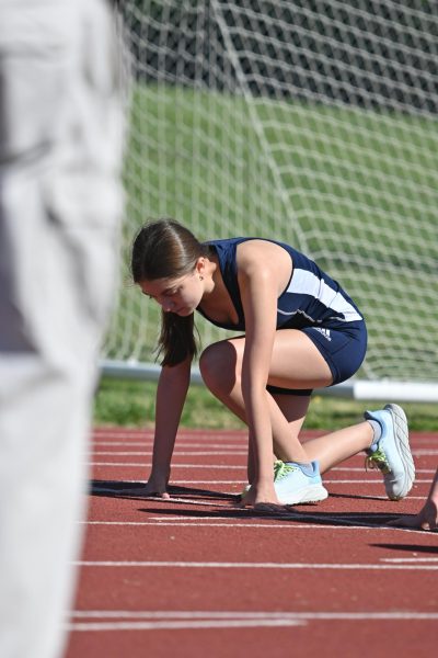 Sophomore Eleanor Martin gets ready to start her race.