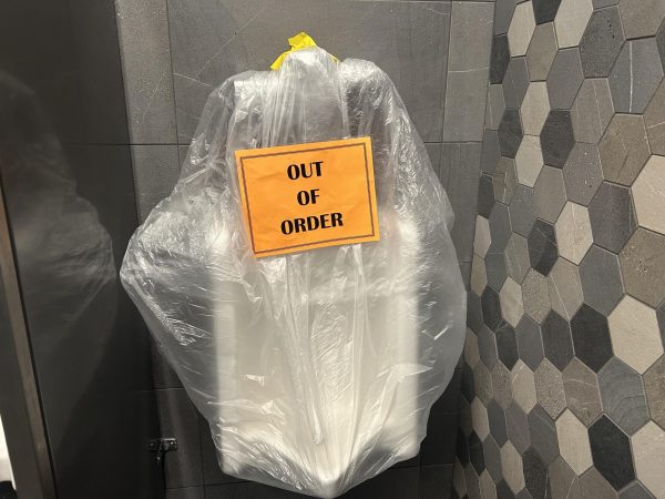 Another urinal in the Commons bathroom is out of order due to boys' behavior. The Commons bathroom was completely redone only 5 years ago. 