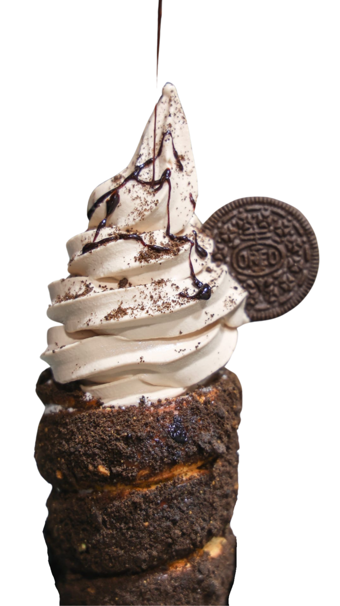 One of the ice cream options you can order at Twisted Rolls Chimney Cake. 