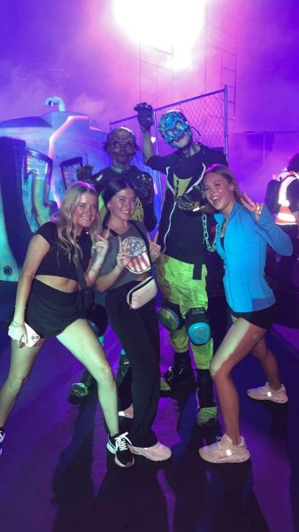 Seniors Addie Bogad, Leia Yogi and Jolie Spencer have fun at Fright Fest last year at Six Flags
