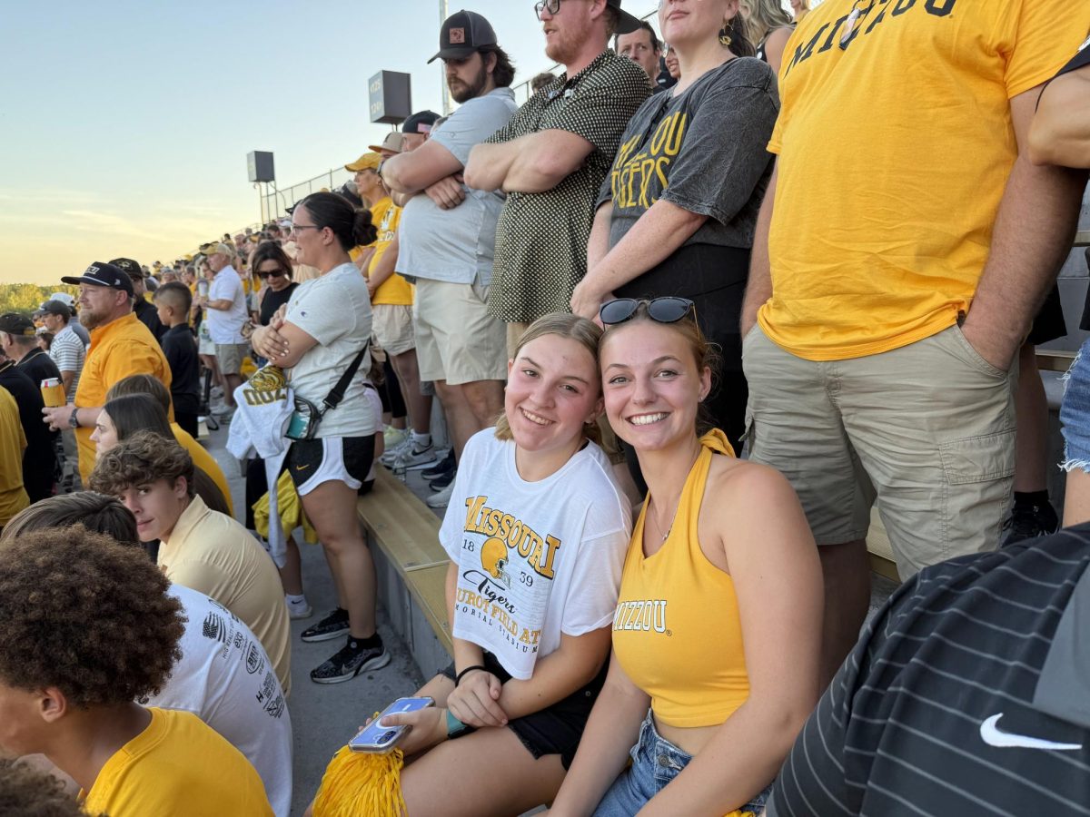 Seniors Hannah Truesdell and Allison Gavornik enjoy Homecoming at Mizzou while watching the Tigers play UMass. They were on campus for a college visit.