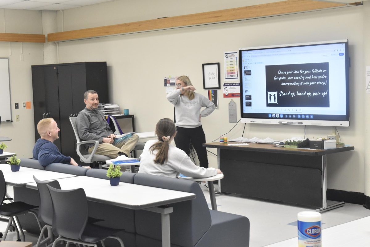 PGA teachers Adam Weiss, Melissa Gebhard, Rodney Holtmeyer and Meghan Stewart do some planning during their third block plan. Next year PGA will be expanding to include the class of 2030.