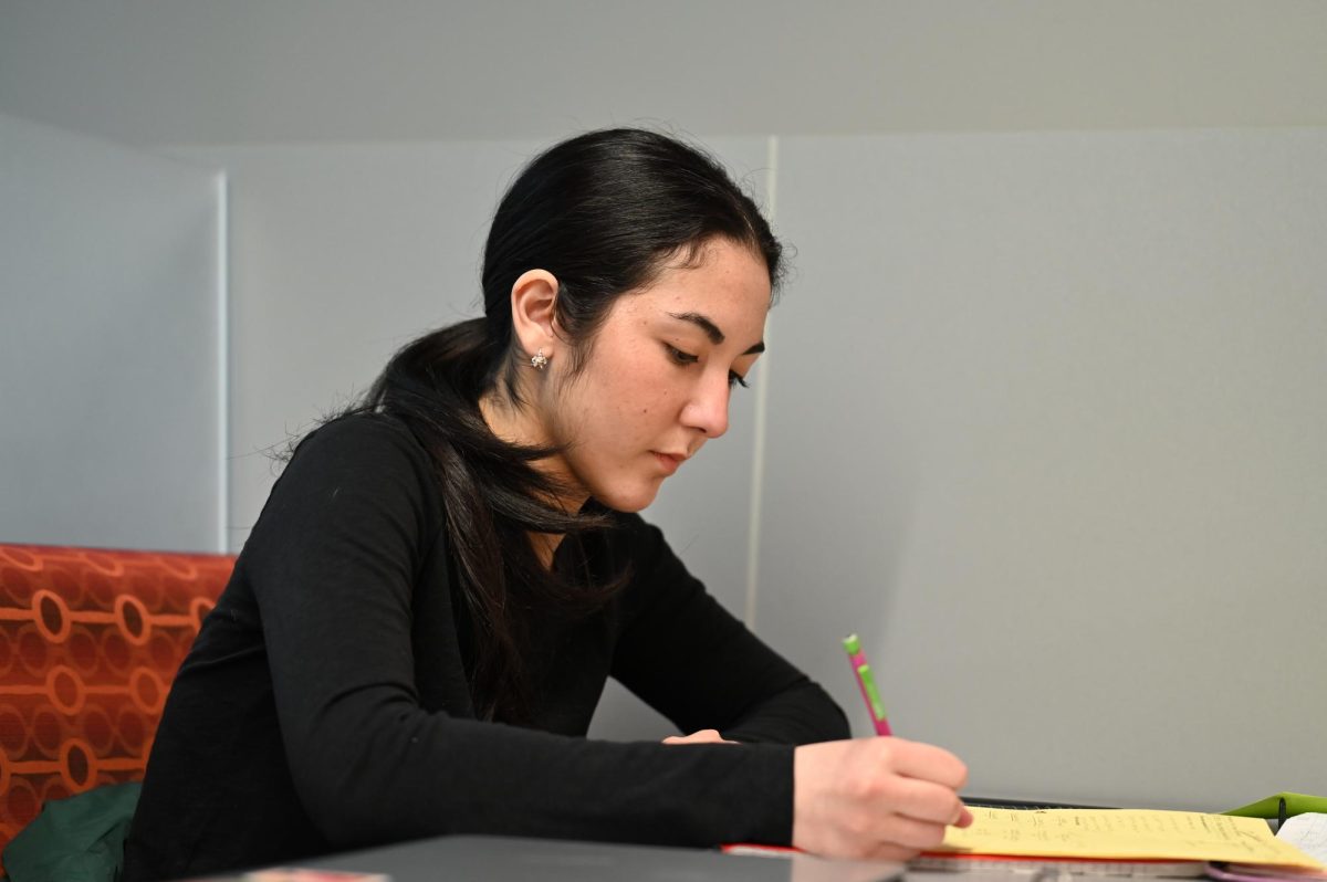 Senior Leila Chettfour works on homework at the Grand Glaize Library
